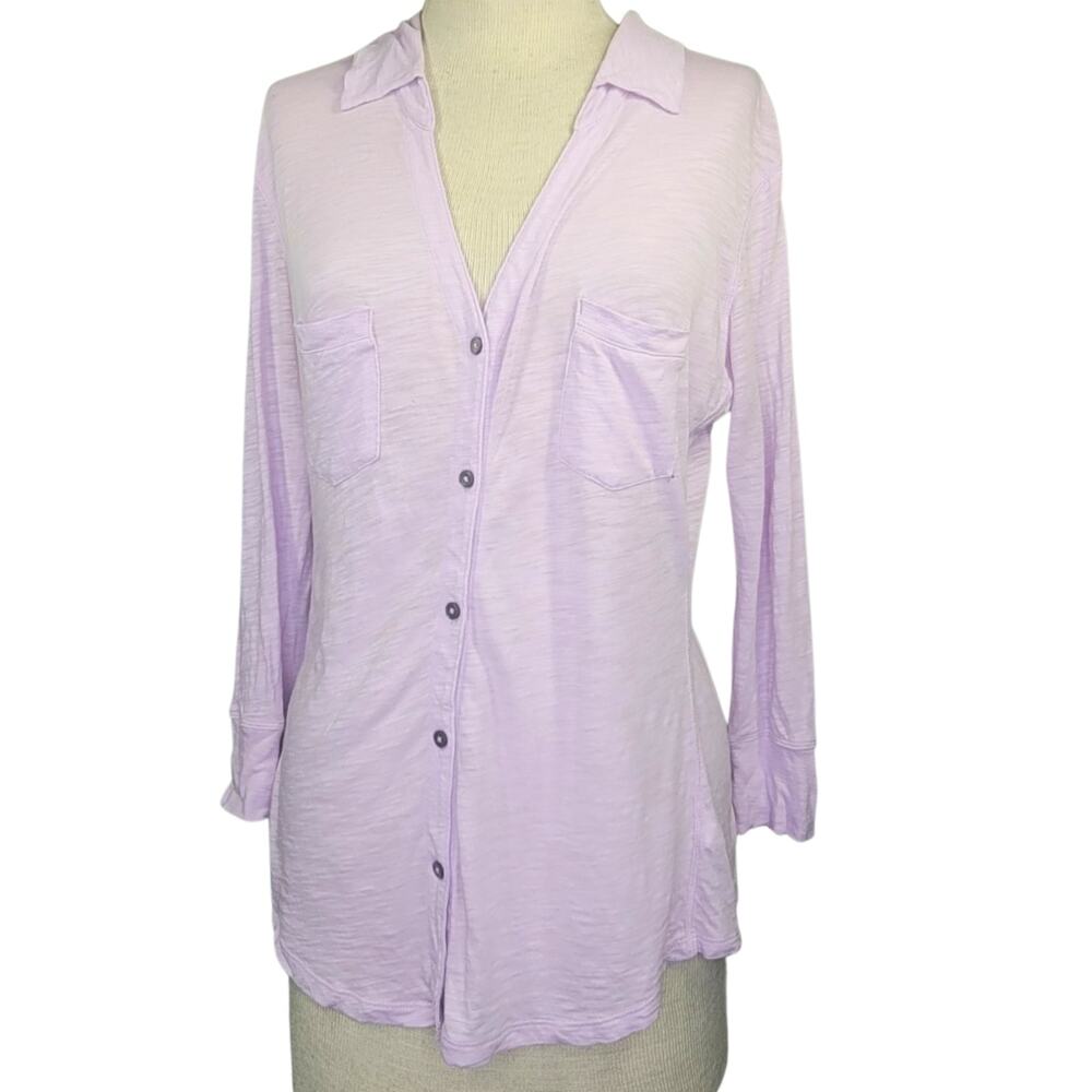 Light Purple Collard Cotton Blend Shirt Size Small